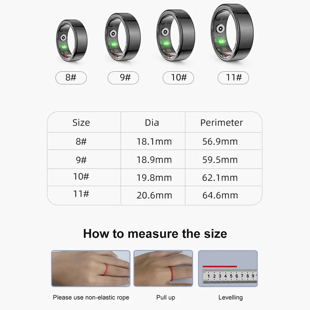 Smart Ring Fitness Health Tracker for Men Women Sports Sleep Monitor Ring